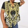 Polynesian Face With Plumeria Custom Short Sleeve Shirt Nmfob