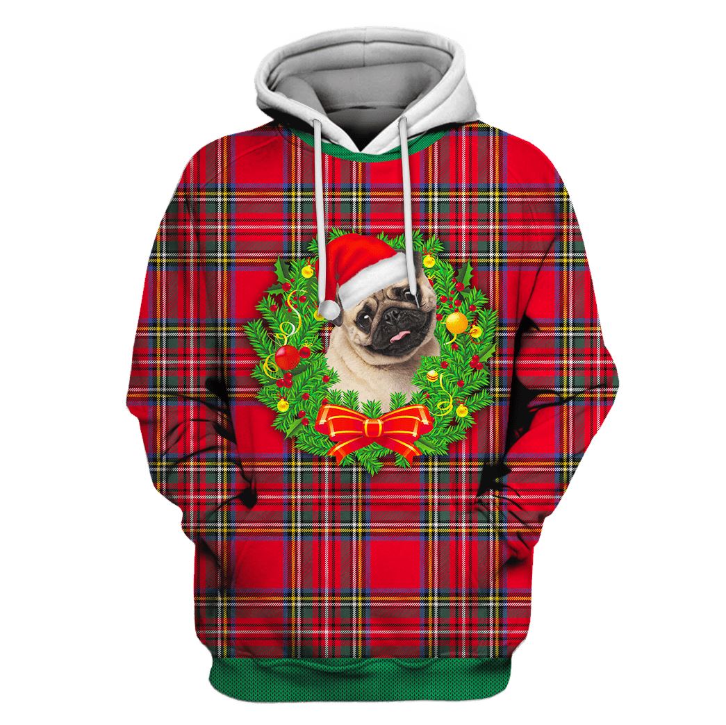 Pug On Christmas Custom T-Shirt Hoodie Apparel