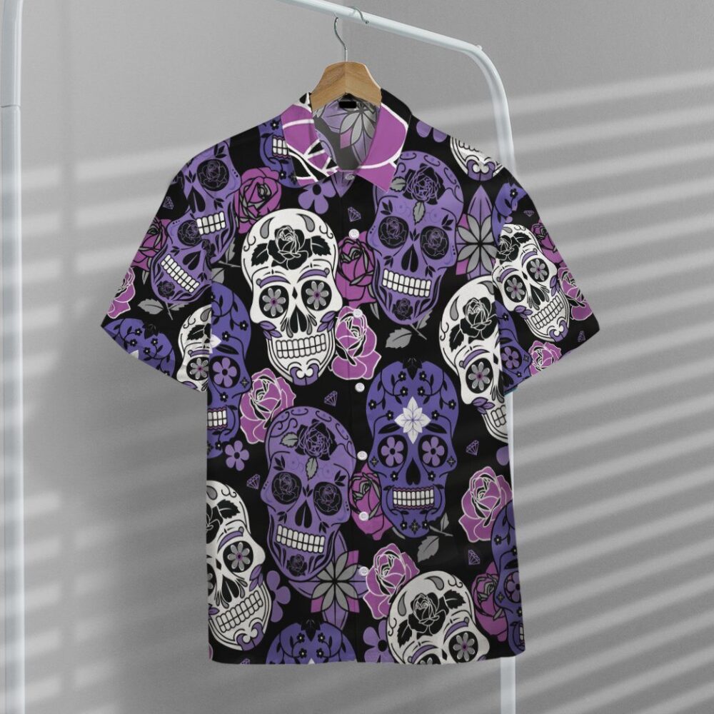 Purple Sugar Skulls Hawaiian Custom Short Sleeve Shirts