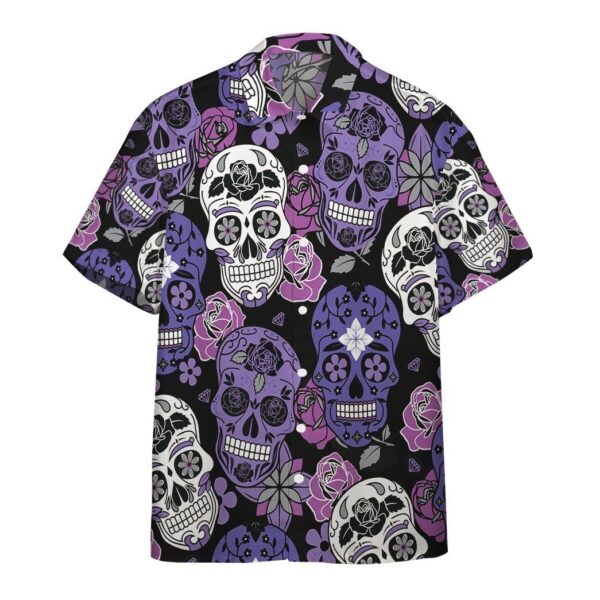 Purple Sugar Skulls Hawaiian Custom Short Sleeve Shirts