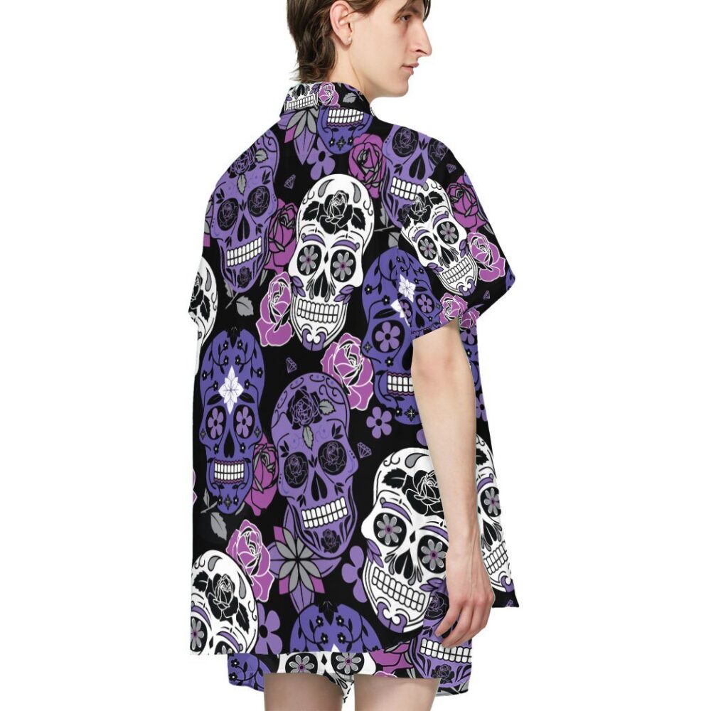 Purple Sugar Skulls Hawaiian Custom Short Sleeve Shirts