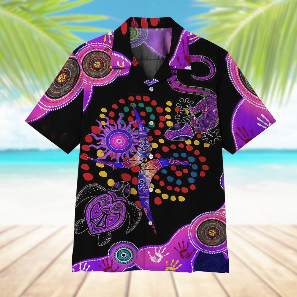 Purple Turtle Lizard Decors Hawaii Shirt