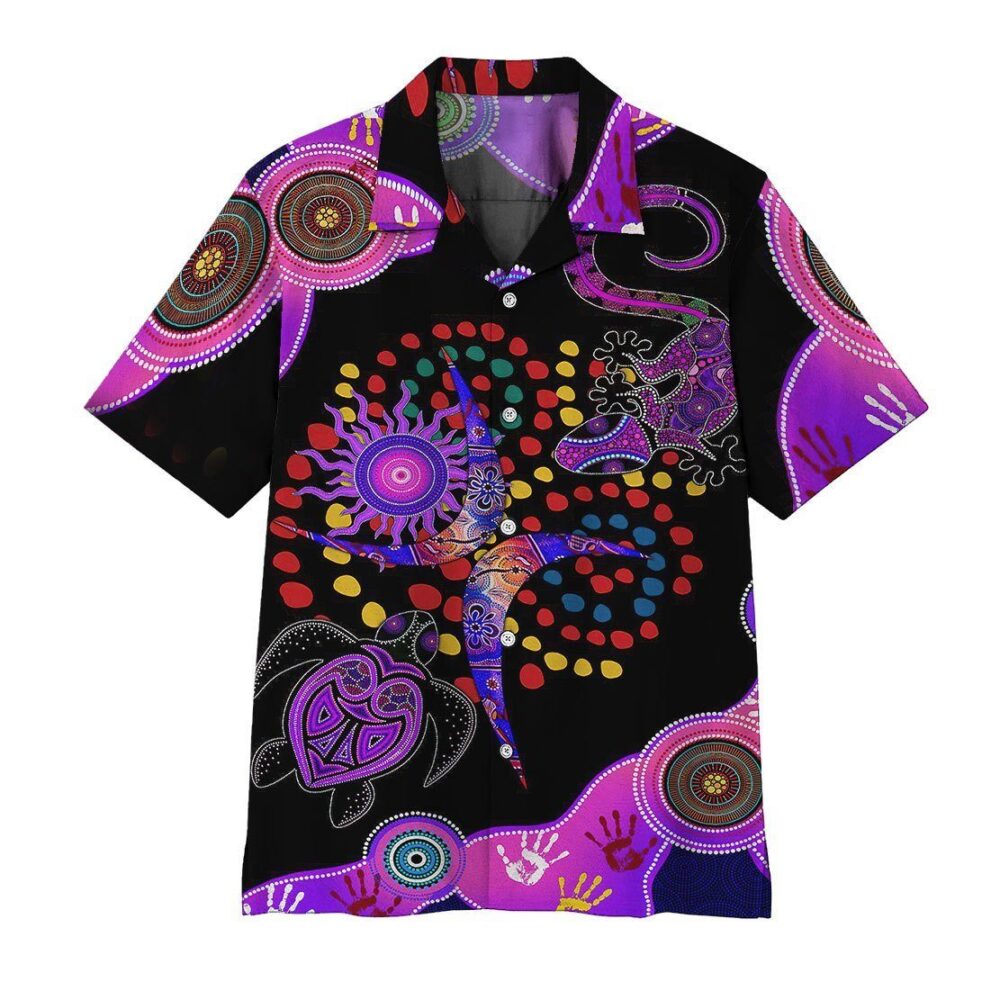 Purple Turtle Lizard Decors Hawaii Shirt