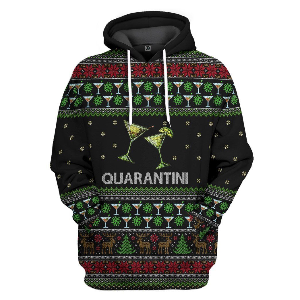 Quarantini Ugly Christmas Sweater All Over Print T-Shirt Hoodie Apparel