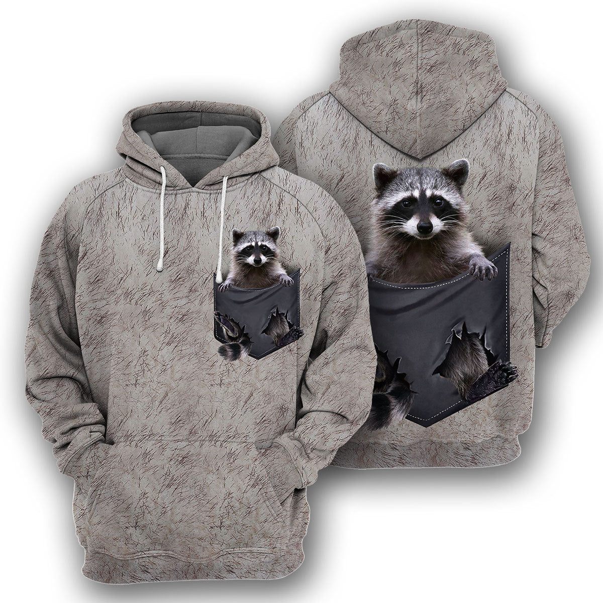 Raccoon Pocket Unique All Over Print T-Shirt Hoodie Gift Ideas