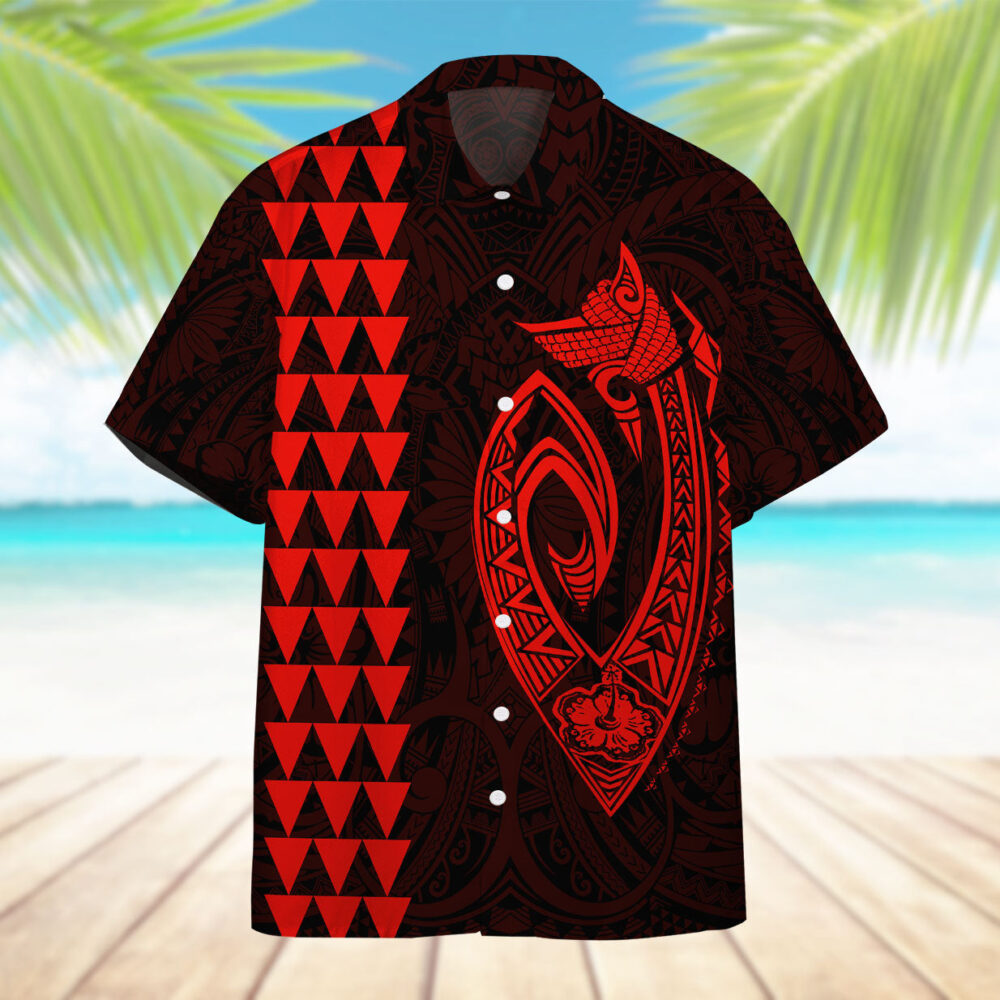 Red Fish Hook Hawaii Shirt