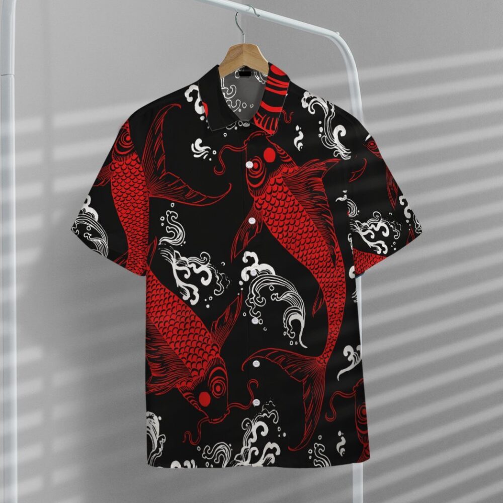 Red Koi Fish Custom Hawaii Shirt