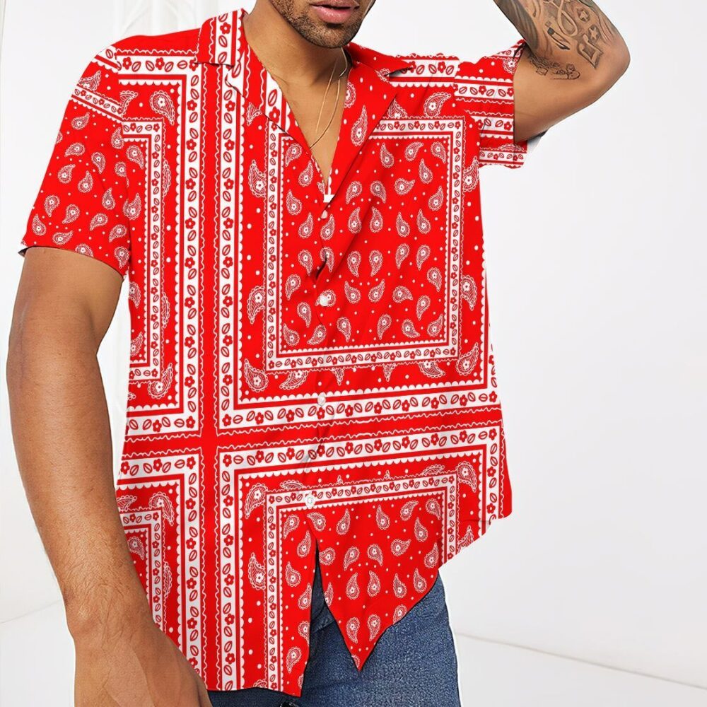 Red Paisley Bandana Hawaii Shirt