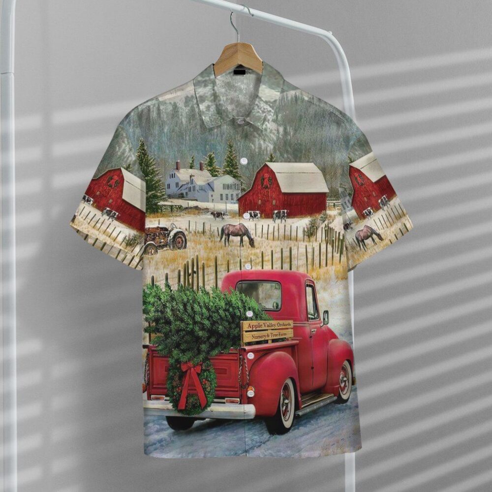 Red Truck Christmas Short Sleeve Shirt