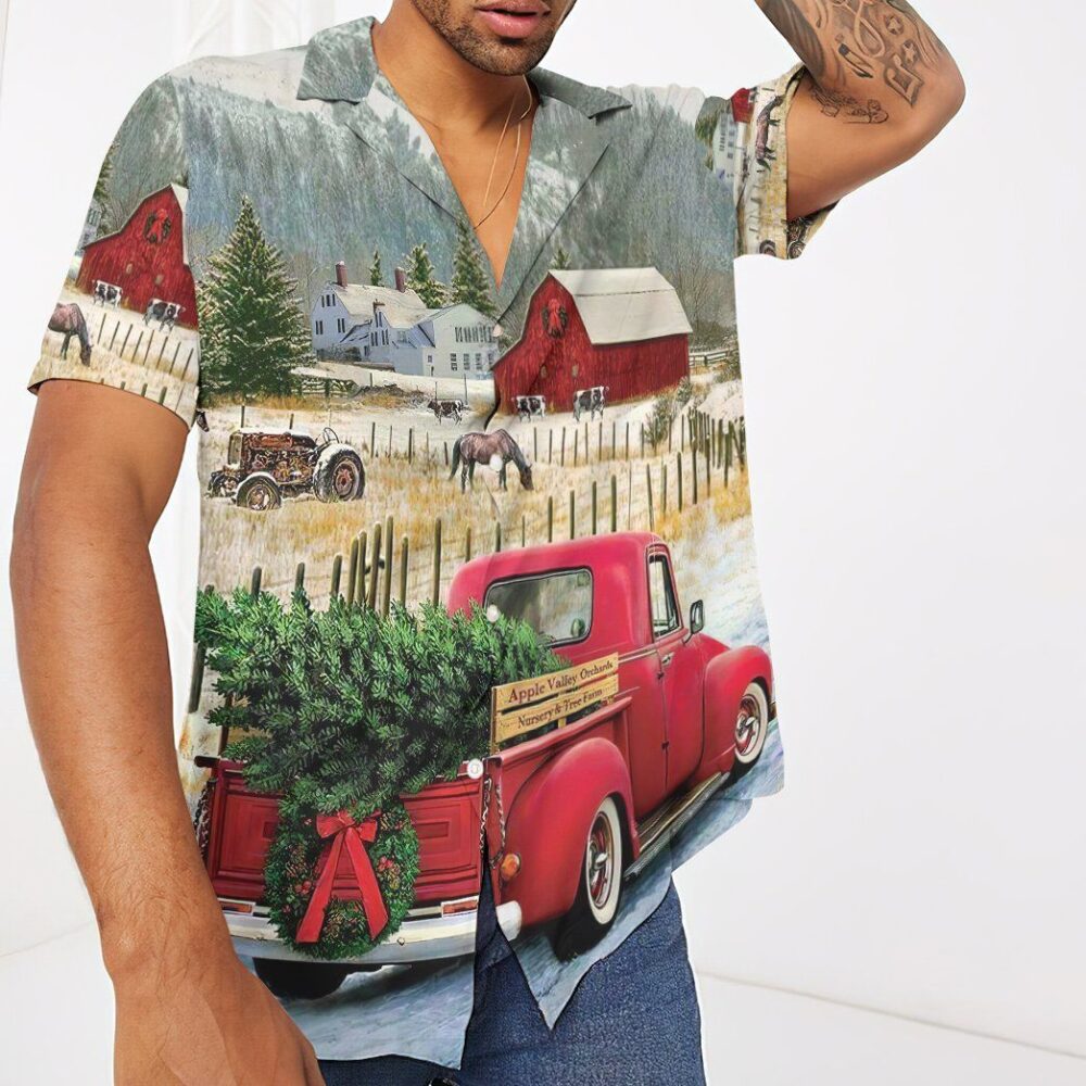 Red Truck Christmas Short Sleeve Shirt