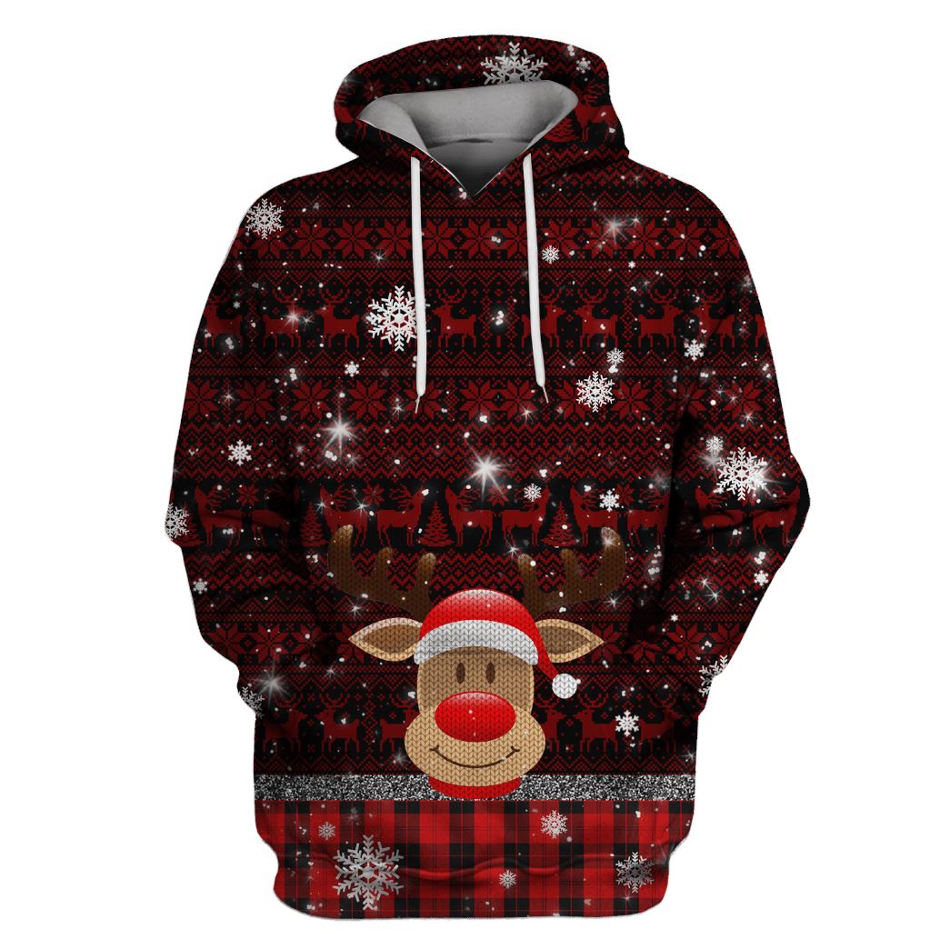 Reindeer with christmas day Custom T-Shirt Hoodie Apparel