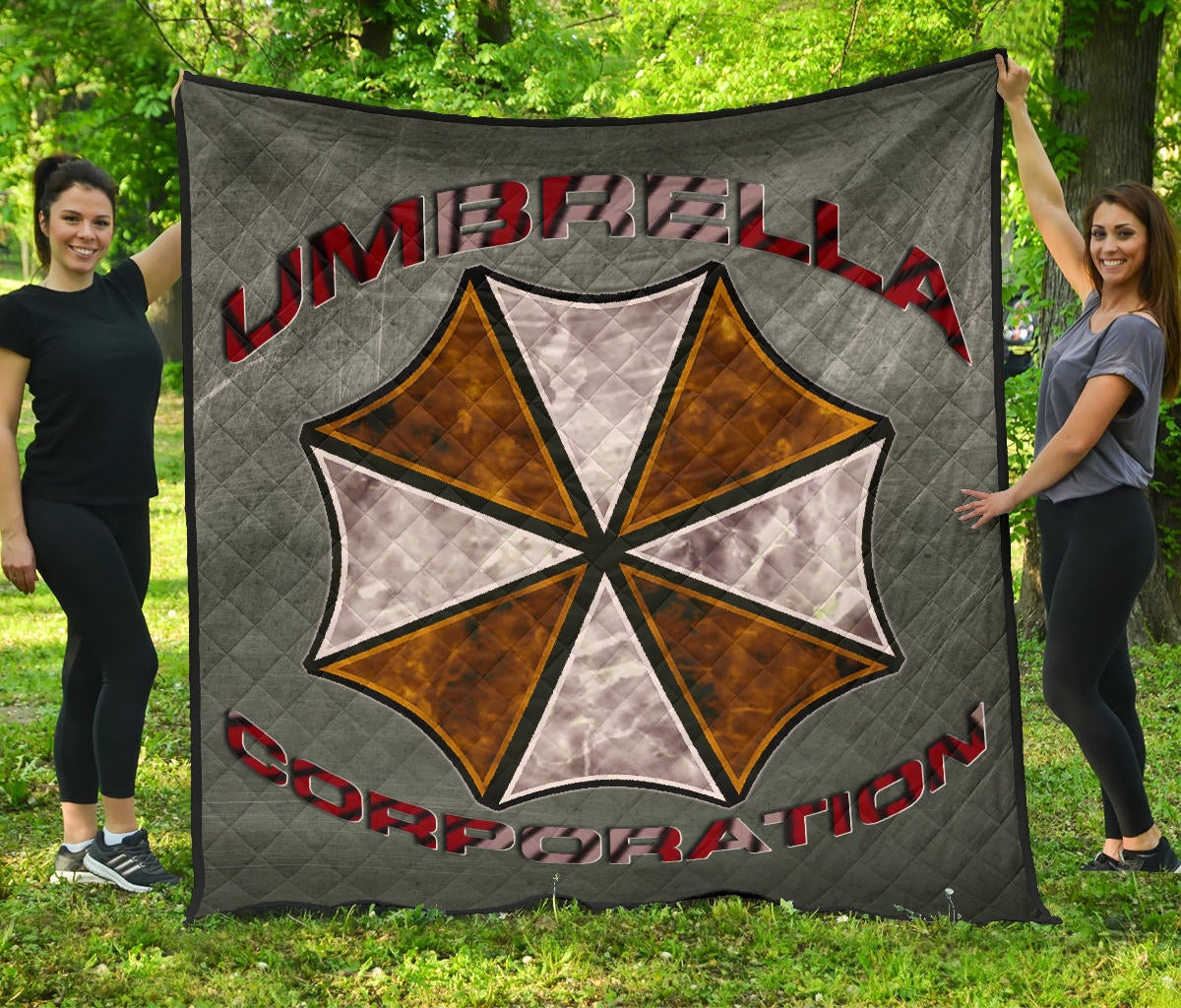 Resident Evil Game Premium Quilt – Umbrella Corp Symbol Old War Army Style Quilt Blanket