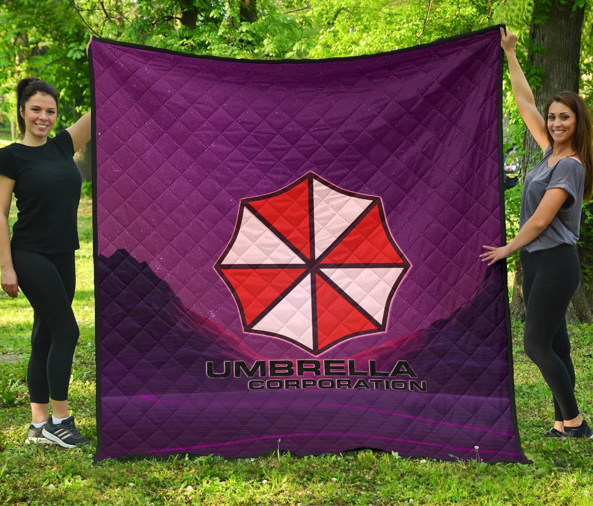 Resident Evil Game Premium Quilt – Umbrella Corp Symbol Retro Galaxy Wave Quilt Blanket