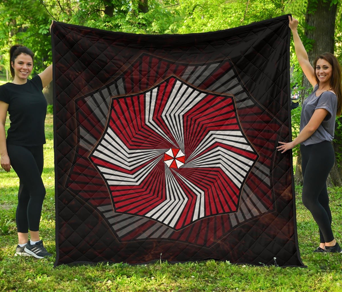 Resident Evil Game Premium Quilt – Umbrella Corp Symbol Spiral Quilt Blanket