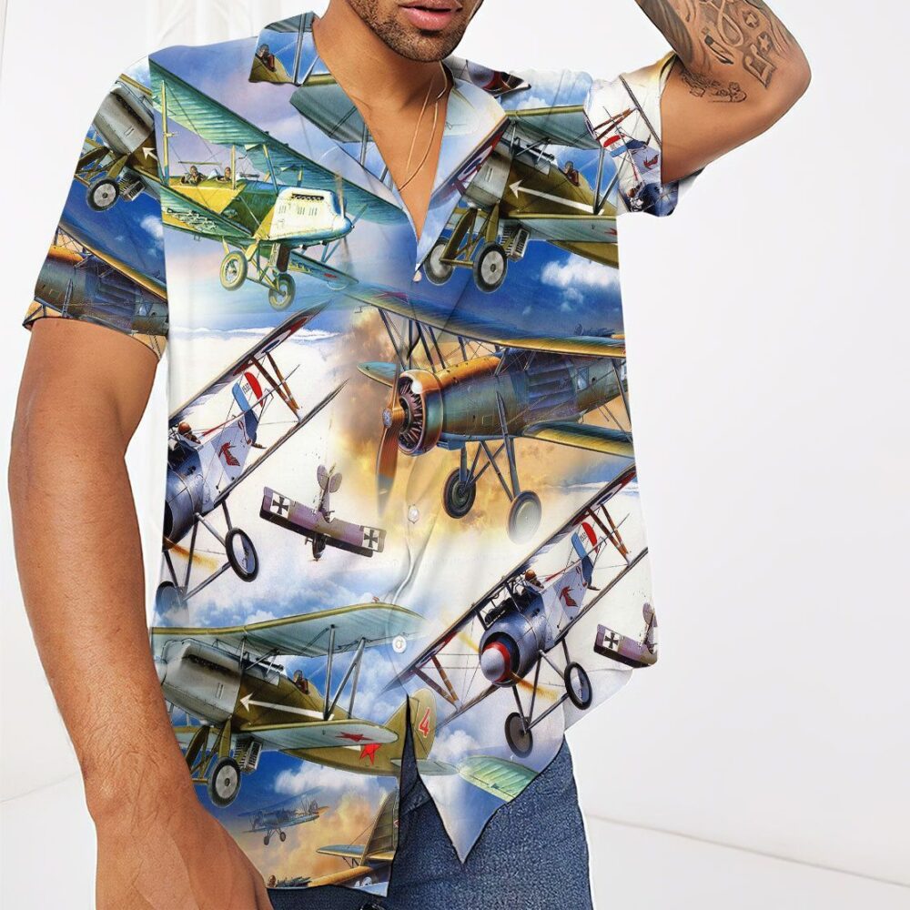 Retro Aircraft Button Up Hawaii Shirt