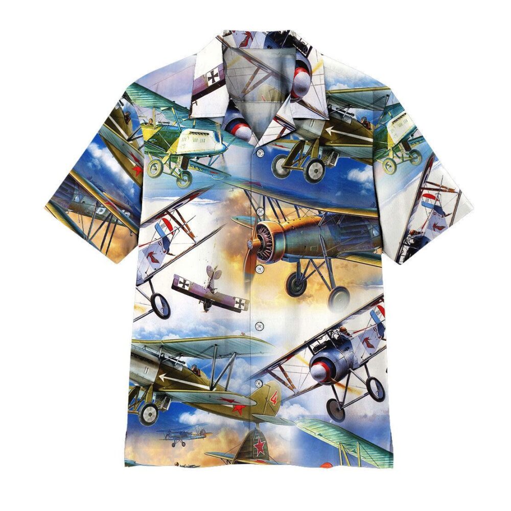 Retro Aircraft Button Up Hawaii Shirt