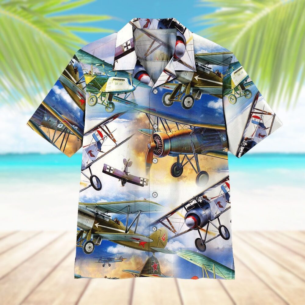 Retro Aircraft Button Up Hawaii Shirt