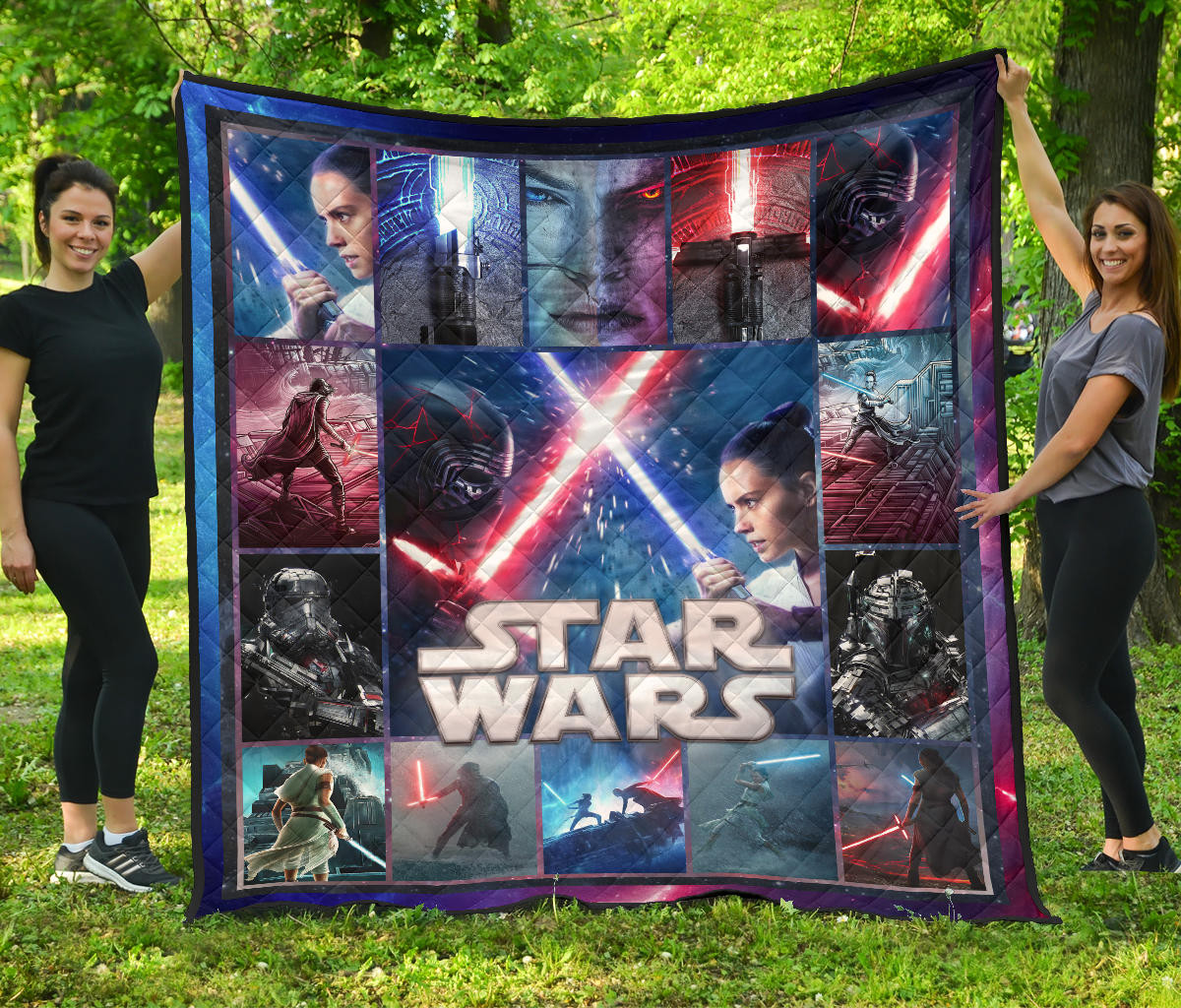 Rey And Ren Star Wars Premium Quilt Blanket Movie Home Decor Custom For Fans