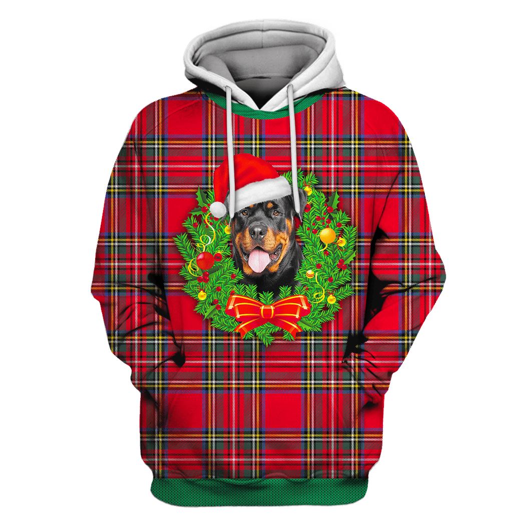 Rottweiler On Christmas Custom T-Shirt Hoodie Apparel