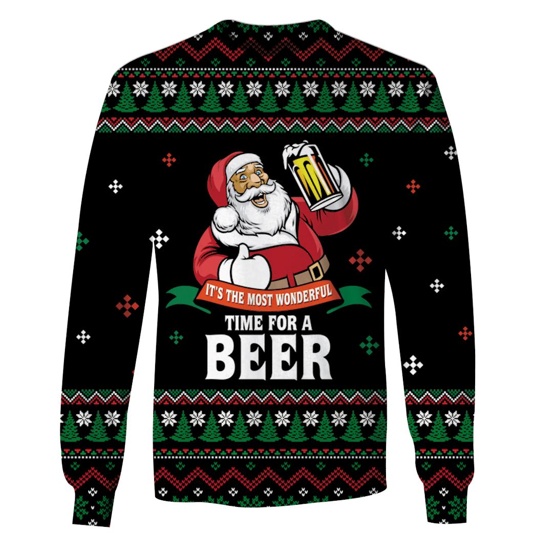 Santa Claus Drinking Beer Custom T-Shirt Hoodie Apparel