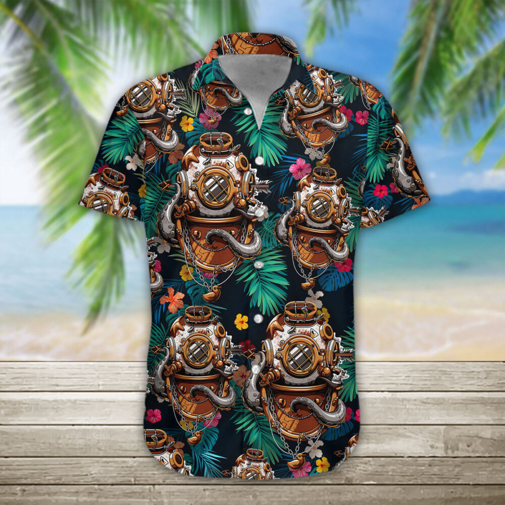 Scuba Diving Helmet Custom Hawaiian Shirts For Men And Women