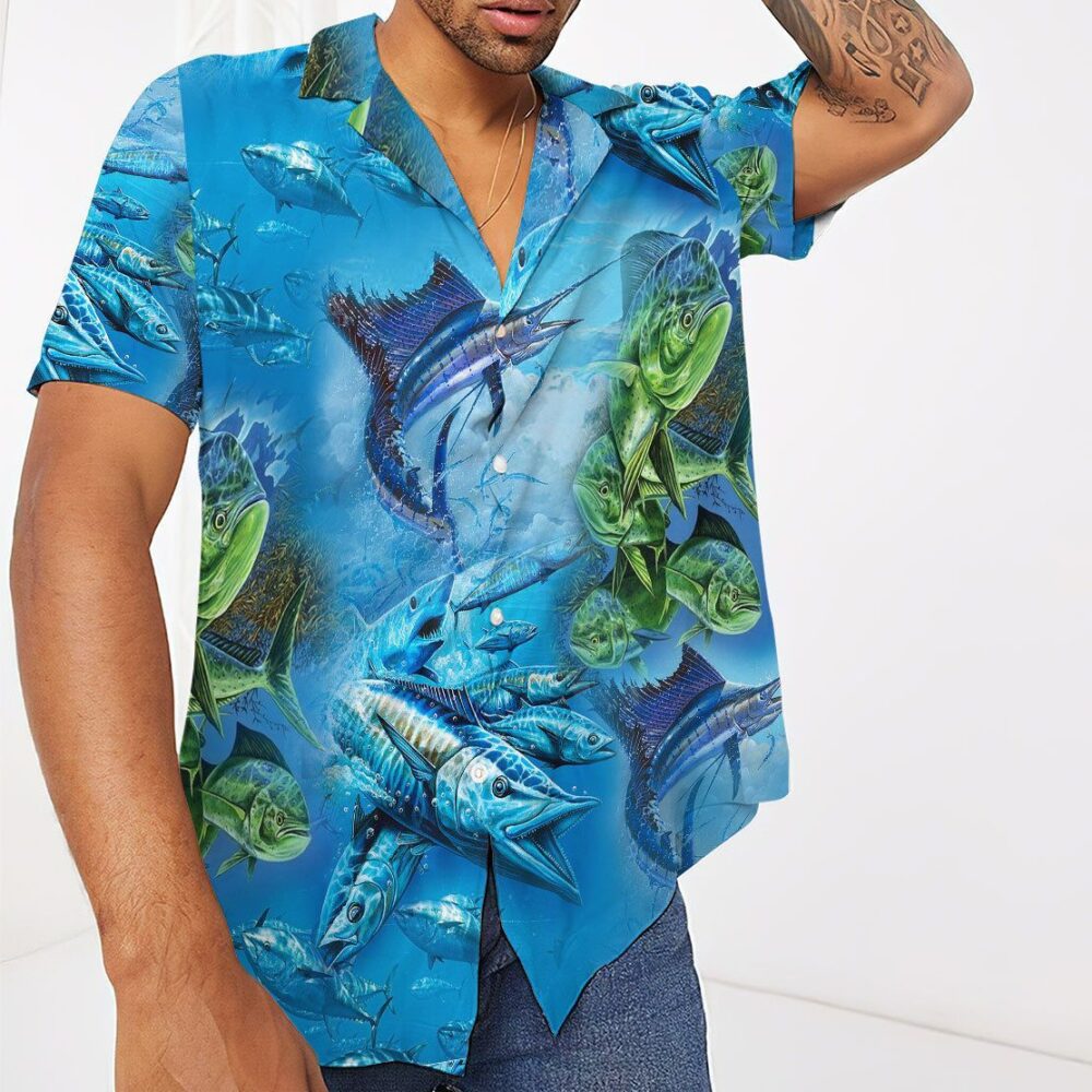 Sea Fishing Button Up Hawaiian Shirt