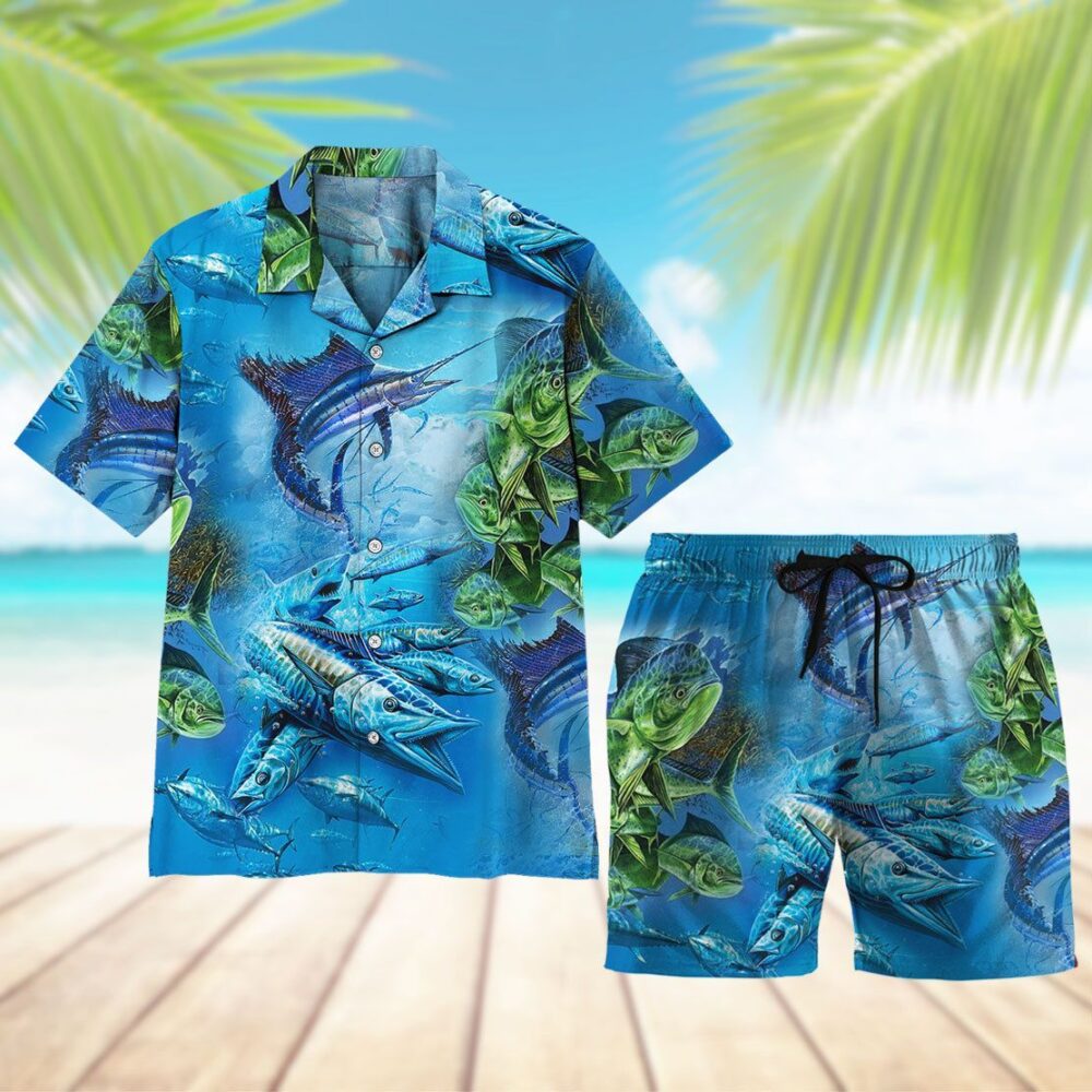 Sea Fishing Button Up Hawaiian Shirt