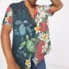 Sea Turtle Tropical Hibiscus And Plumeria Custom Short Sleeve Shirt V9P1C