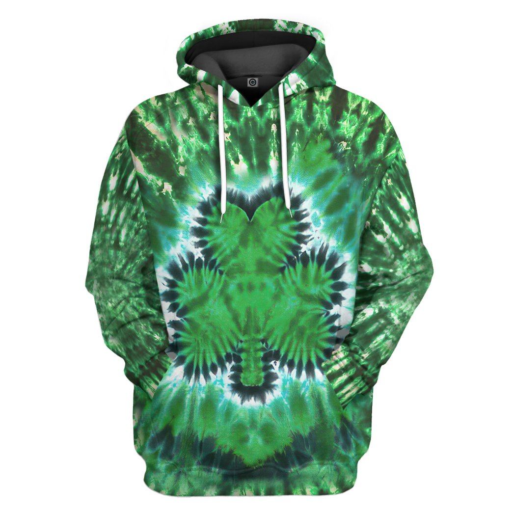 Shamrock Tie Dye All Over Print T-Shirt Hoodie Apparel