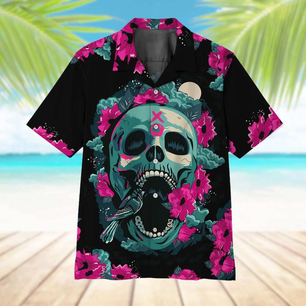 Skull And Flower Hawaii Shirt