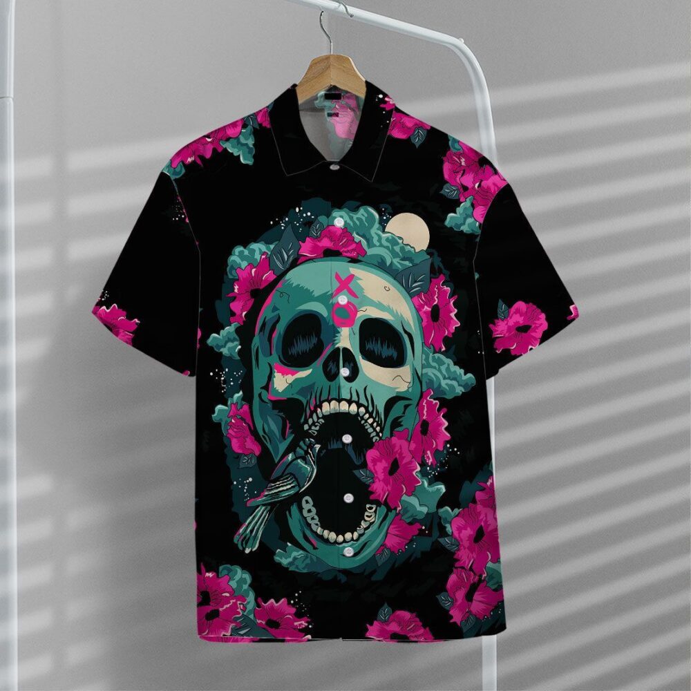 Skull And Flower Hawaii Shirt