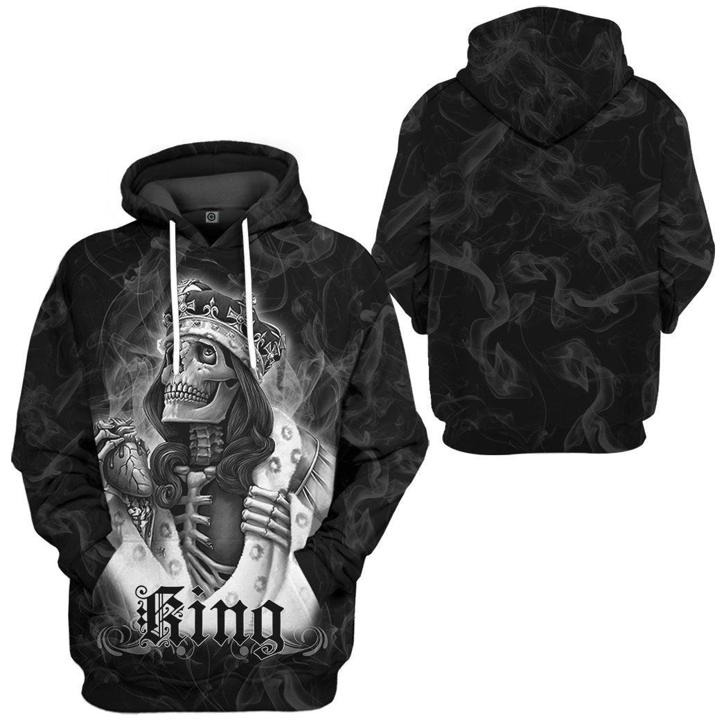 Skull Her King All Over Print T-Shirt Hoodie Fan Gifts Idea