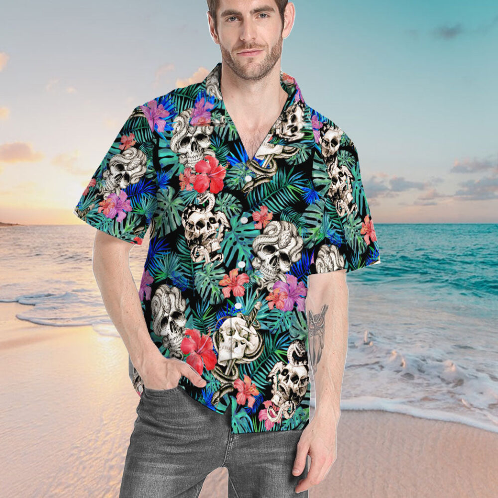 Skull Lover Tattoo Pattern Custom Hawaii Shirt