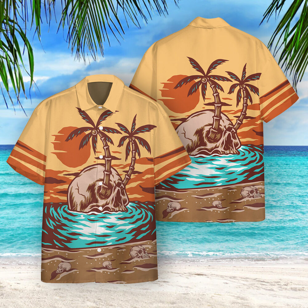 Skull Summer Beach Sunset Custom Hawaii Shirt