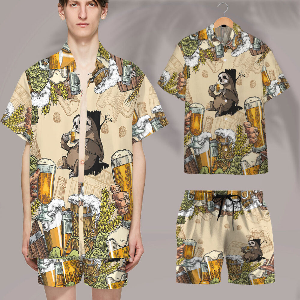 Sloth And Beer Custom Hawaii Shirt