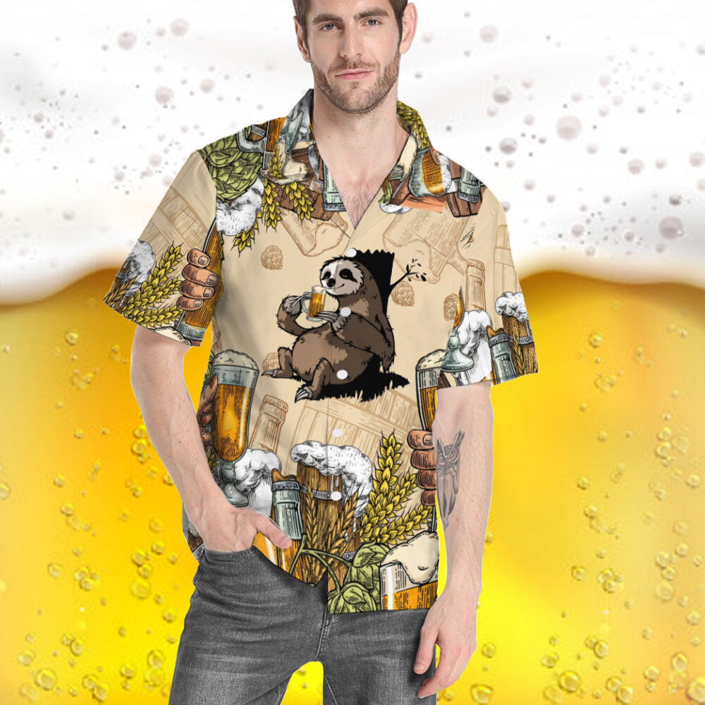 Sloth And Beer Custom Hawaii Shirt