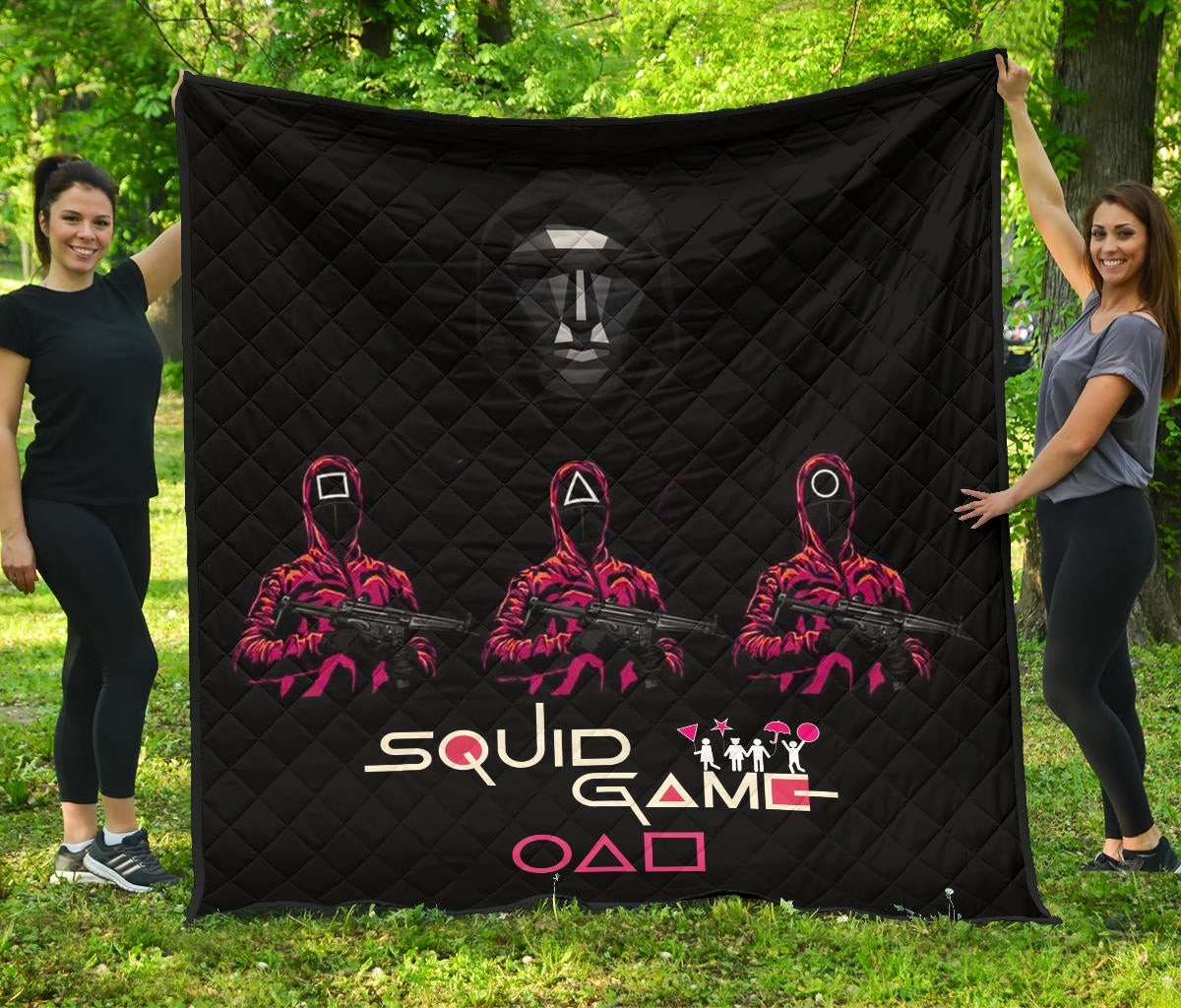 Squid Game Movie Premium Quilt – Squid Workers Black Metal Mask Boss Quilt Blanket