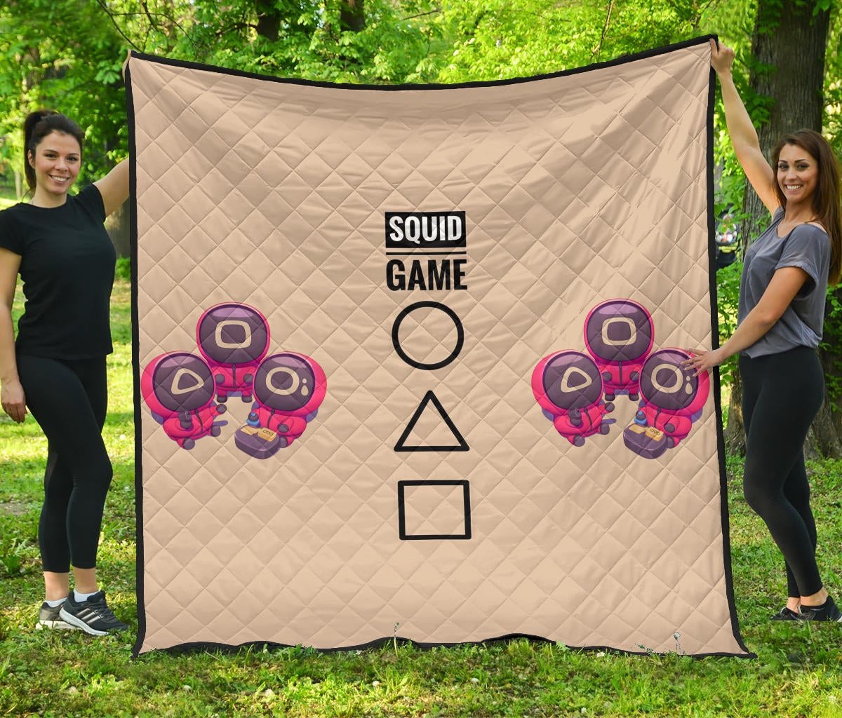 Squid Game Movie Premium Quilt Cute Chibi Round Triangle Square Worker Making Contact Card Quilt Blanket