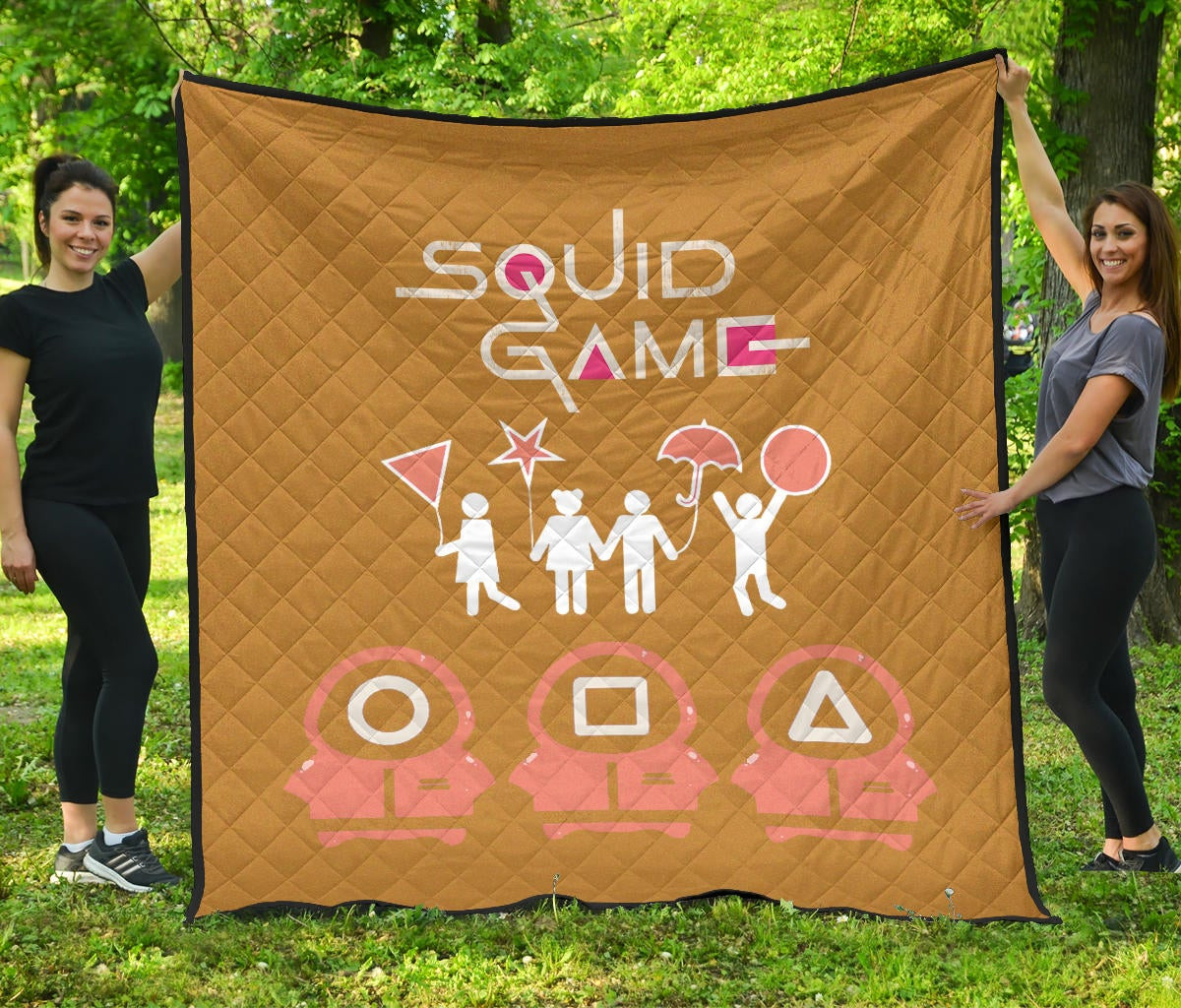 Squid Game Movie Premium Quilt Dalgona Challenge Round Square Triangle Umbrella Fat Squid Worker Quilt Blanket