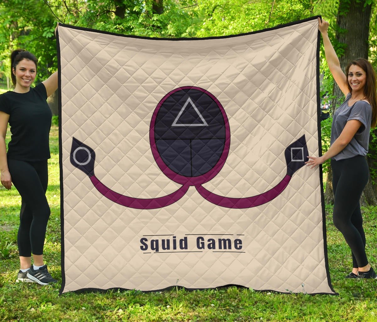 Squid Game Movie Premium Quilt Minimal Squid Worker Round Triangle Square Symbol Quilt Blanket