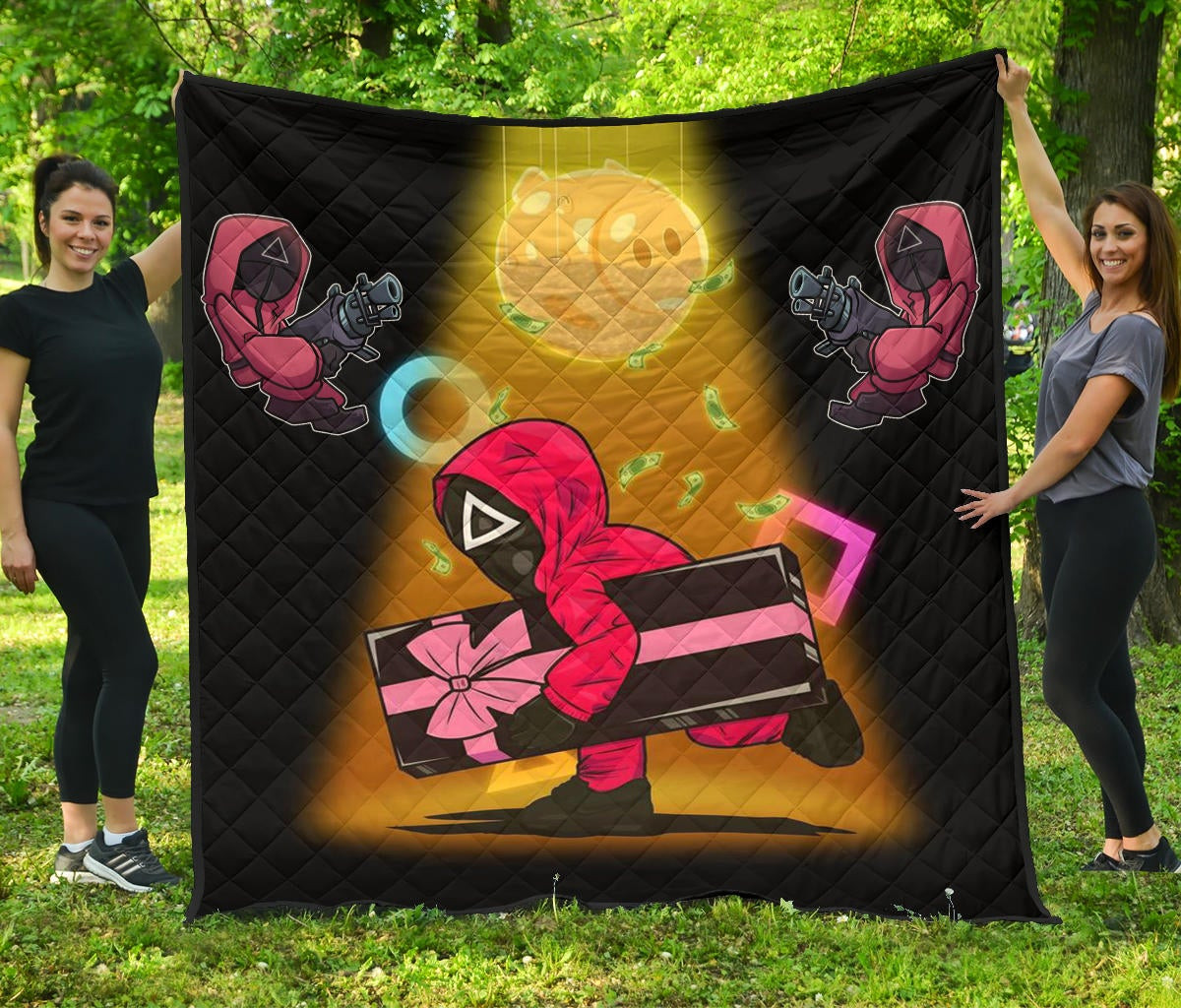 Squid Game Movie Premium Quilt Red Squid Worker Stealing Gift Golden Money Pig Quilt Blanket