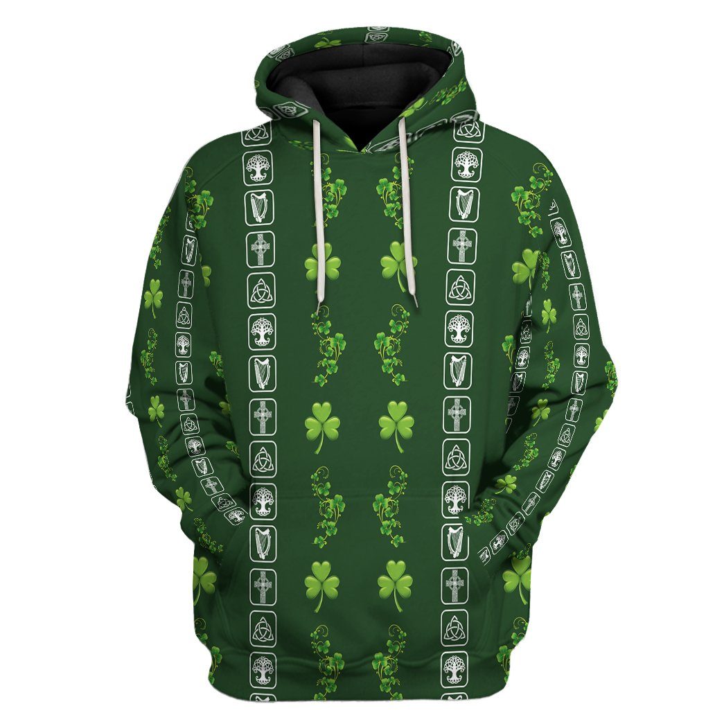 St Patrick Four Leaf Clover All Over Print T-Shirt Hoodie Apparel