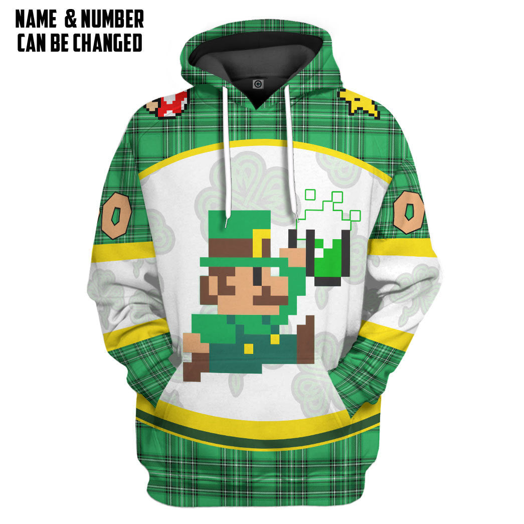 St Patricks Day Mario Sports Special Ver Custom Name Custom Number Tshirt Hoodie Apparel