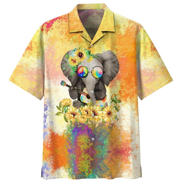 Sunflower Elephant Hippie Hawaii Shirt