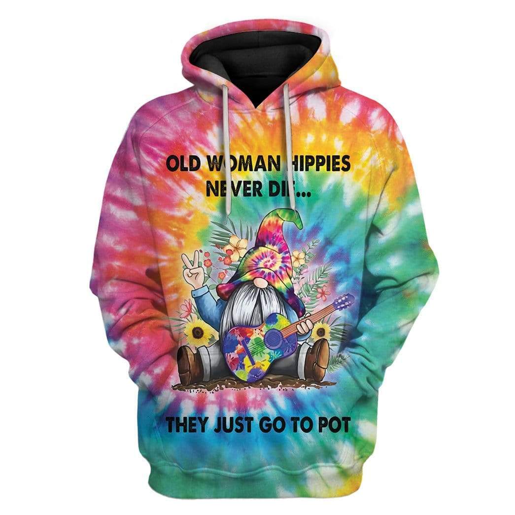 Sunflower Hippie Old Woman Never Die Custom T-Shirts Hoodie Apparel