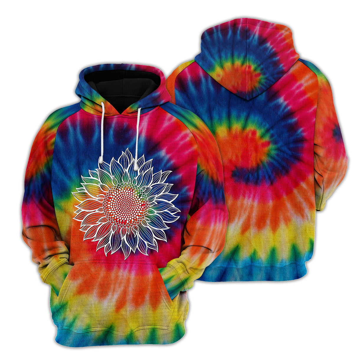 Sunflower Tie Dye Unique All Over Print T-Shirt Hoodie Gift Ideas