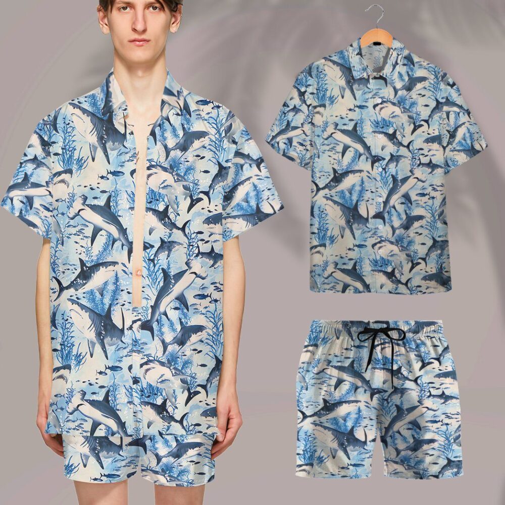 Swimming Sharks Custom Hawaii Shirt