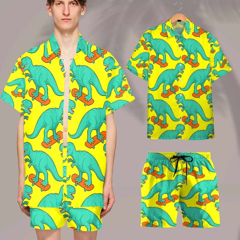 T Rex On Skateboard Custom Hawaii Shirts