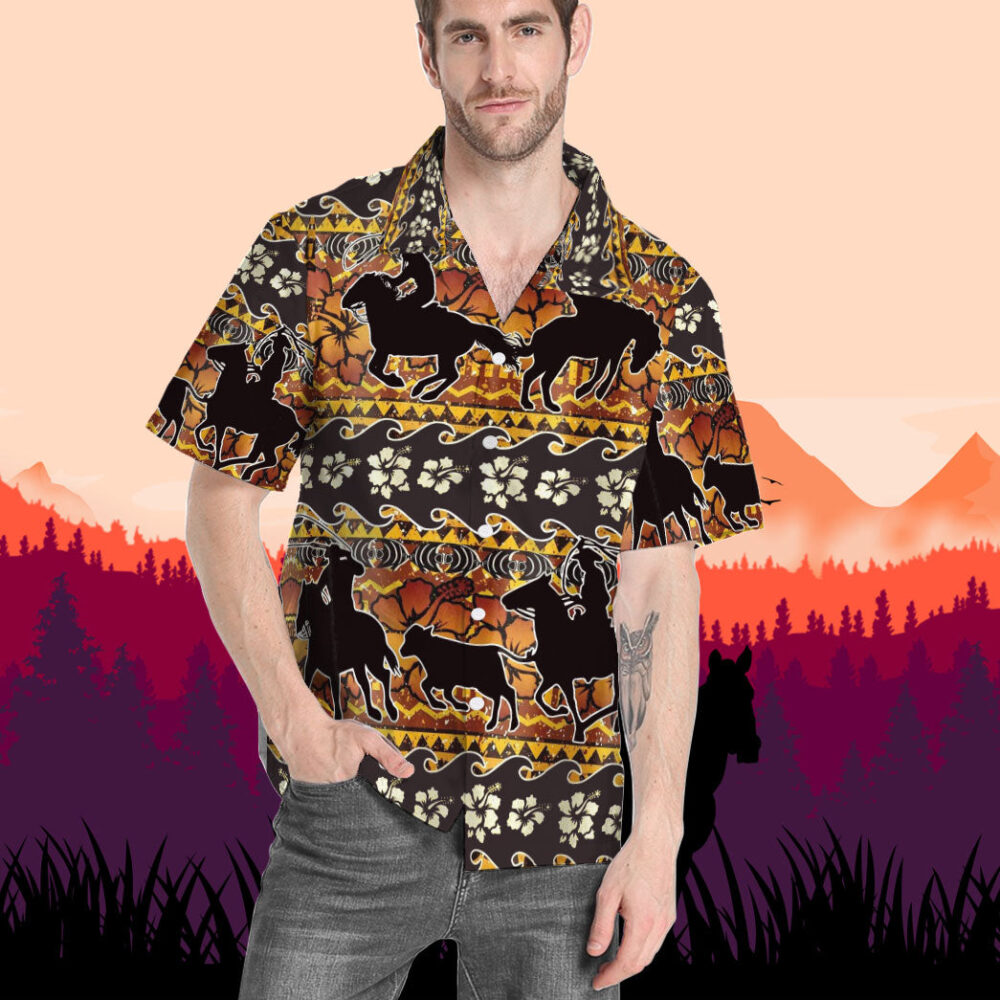 Team Roping Flower Hawaiian Pattern Custom Hawaii Shirt