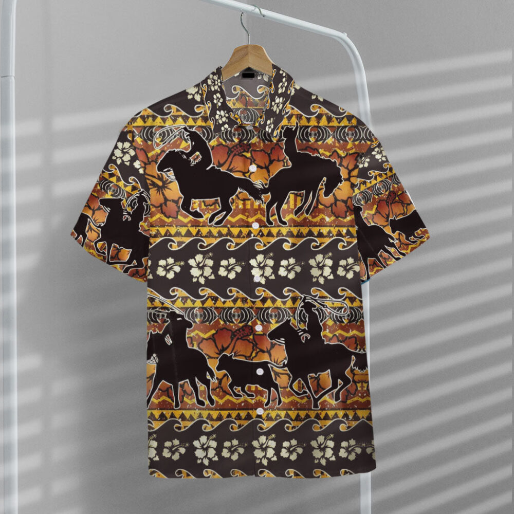 Team Roping Flower Hawaiian Pattern Custom Hawaii Shirt